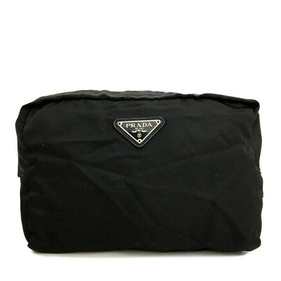 Prada Handbags - 00674152# Prada Cosmetic Pouch Bag Logo Plate Nylon